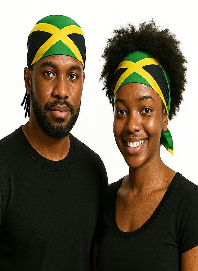 SUNRIBE Jamaica Flag Bandana Rasta Headwrap for Men & Women - Caribbean Pride Scarf, Headband, Festival Accessory, Reggae Colors, Multi-Way Wear for Carnival, Parties & Travel - Image 1